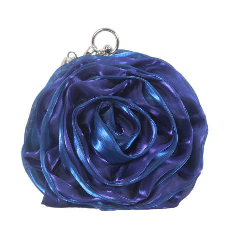 Pochette sac à main en satin bleu avec rose et sangle amovible - Don't AsK
