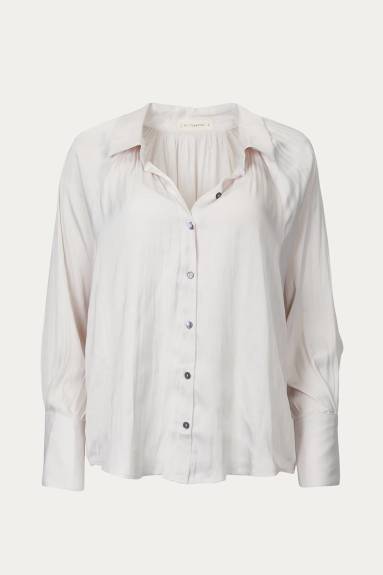 By Together - Pleated Button-Down Satin Shirt