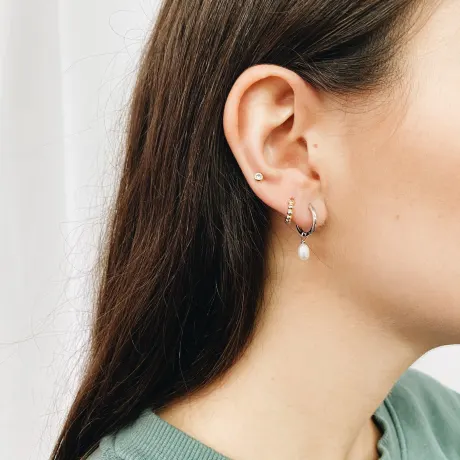 Horace Jewelry - Hoop earrings with freshwater pearl pendant Dolka