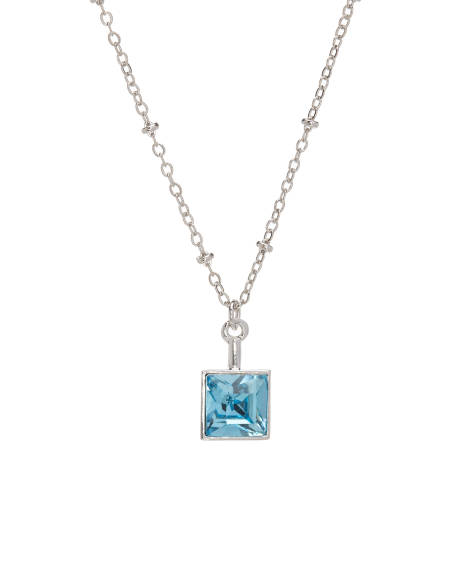 Aqua Square Pendant Necklace made with Quality Austrian Crystals - MICALLA