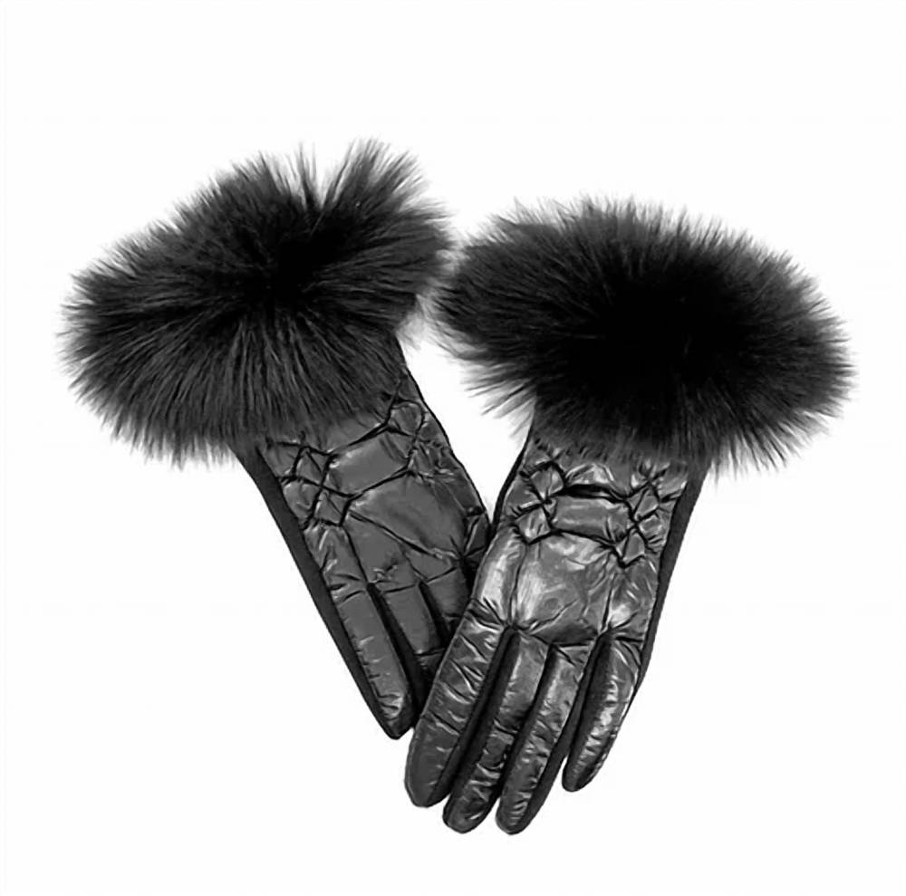 Mitchie's Matchings - Glvm01 - Metallic Puffer Gloves W/ Fox Trim