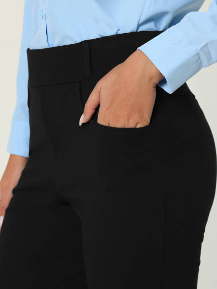 Hobemty- Pantalon droit taille haute élastique extensible