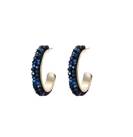 Goldtone Blue Clustered Crystal Hoop Earrings made with Quality Austrian Crystals - MICALLA