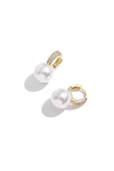 Classicharms-Boucles d'oreilles cerceau en perles dorées avec ornements en zircone
