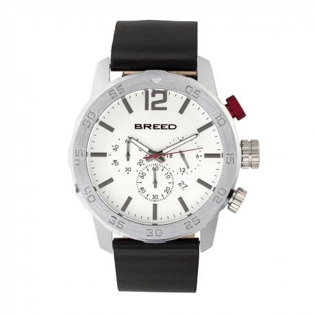 Breed - Manuel Chronograph Leather-Band Watch w/Date - Silver
