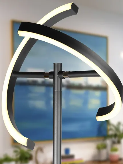 Halo Split Led Torchiere Floor Lamp With Adjustable Head With Rotating Angles
