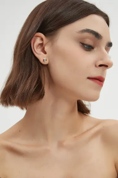 Classicharms-Aurora Bezel Set Solitaire Stud Earrings