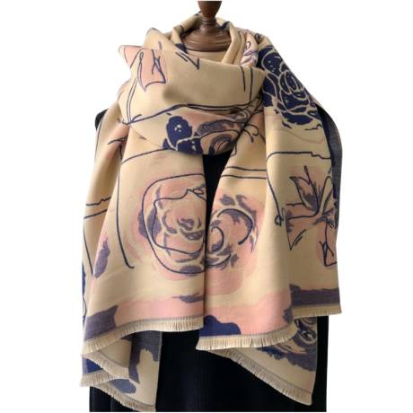 Luxurious and warm rose throw and scarf in navy rose- Don't AsK