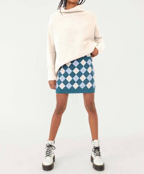 Free People - Argyle Viola Sweater Mini Skirt