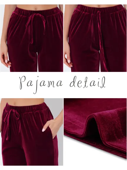 cheibear - Pajama Bottoms Velvet Wide Leg Sleep Trousers