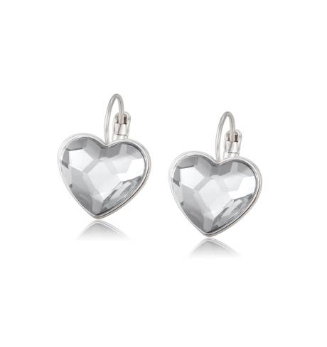 Clear Crystal Heart Leverback Earrings by callura