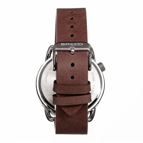 Breed - Regulator Leather-Band Watch w/Second Sub-dial - Brown/Black