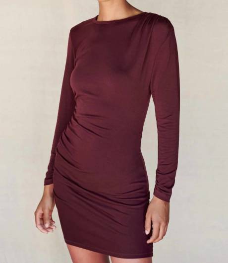 Sundry - Ruched Long Sleeve Mini Dress