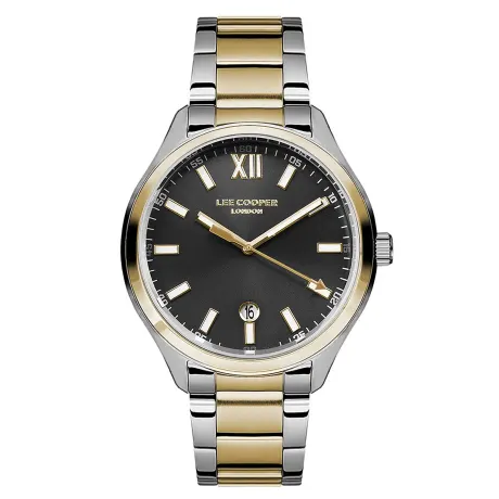 LEE COOPER-Men's Silver 41mm  watch w/Black Dial