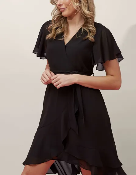 Annick - Corrine Crossover Dress Waist Tie Black