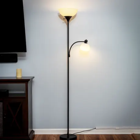 Sky Dome Plus Led Torchiere Floor Lamp With 1 Reading Arm
