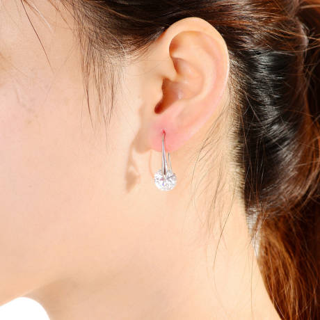 Rachel Glauber Boucles d'oreilles à crochet élégantes avec boucles d'oreilles de fête en pierre de couleur ronde
