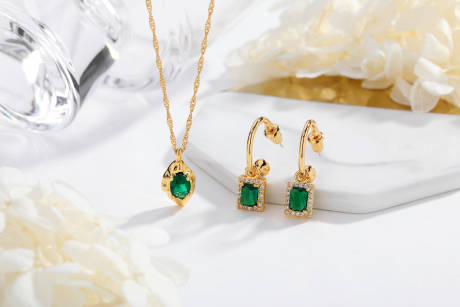 Classicharms-Emerald Pendant Necklace