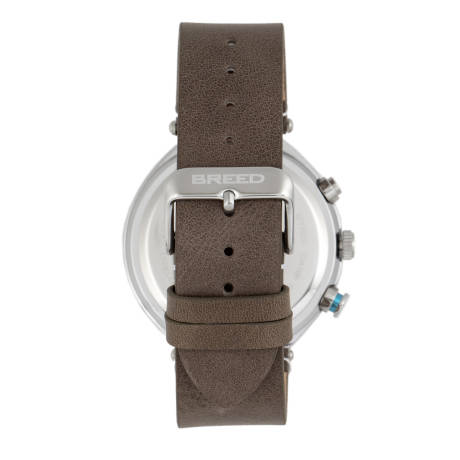 Breed - Montre chronographe Tempest avec bracelet en cuir et date - Noir