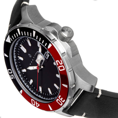 Nautis - Dive Pro 200 Montre à bracelet en cuir avec date - Vert/Noir