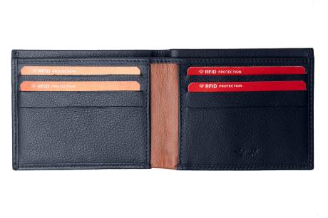 CHAMPS Minimalist Leather RFID Slim Cardholder Wallet, Brown