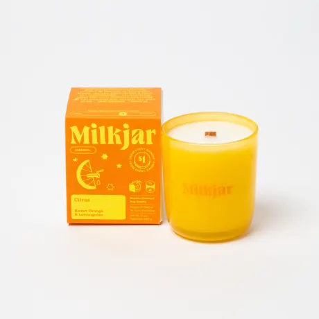 Milk Jar Citrus Essential Oil Candle | Sweet Orange & Lemongrass 8oz