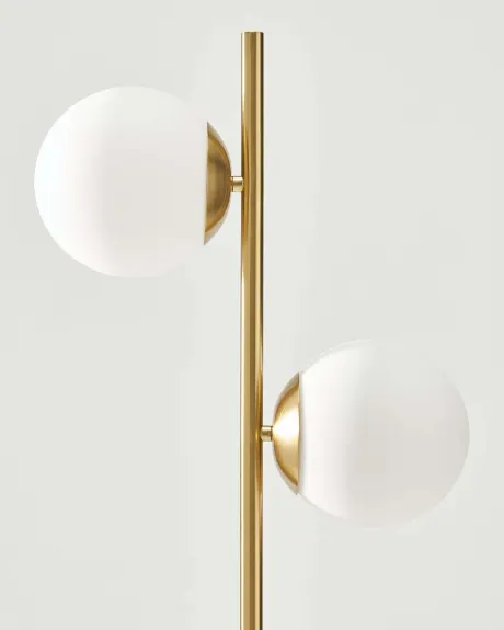 Sphere Led Modern Tree Floor Lamp With 2 Frosted Glass Globe
