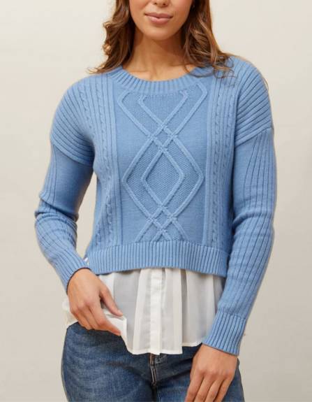 Annick - Ophelia Faux Layered Knit Sweater Shirt Effect