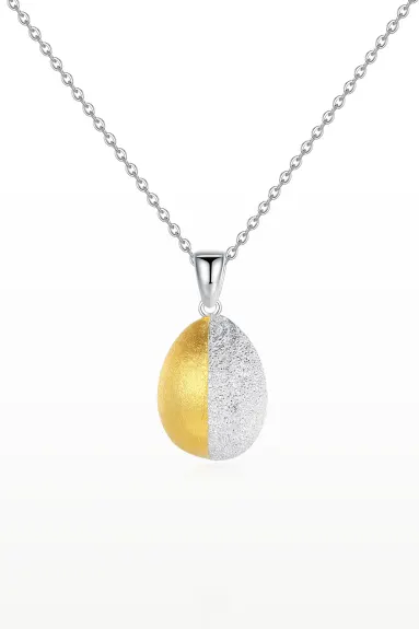 Classicharms-Frosted And Matted Texture Two Tone Pendant Necklace