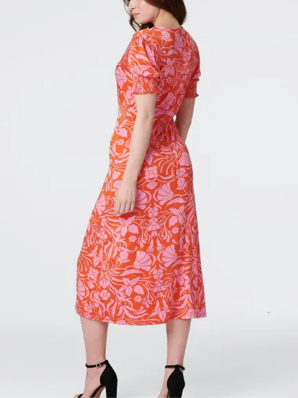 Annick - Paula Bodycon Dress Floral Print Orange