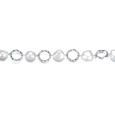 Bracelet chaîne en argent sterling avec perles d'eau douce véritables