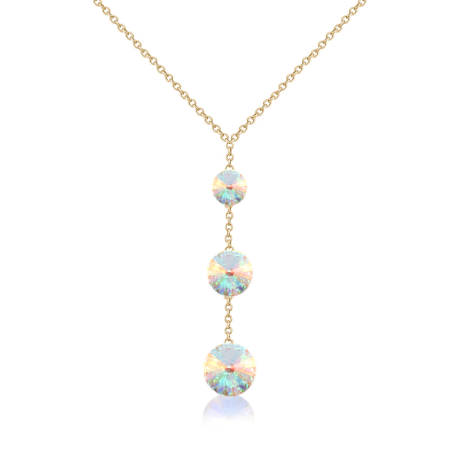 Goldtone Aurora Borealis Crystal Graduated Necklace made with Quality Austrian Crystals - MICALLA