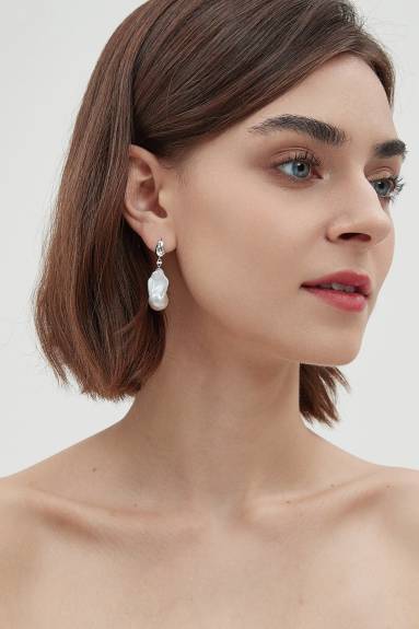 Classicharms-Doris Natural Baroque Pearl Drop Earrings