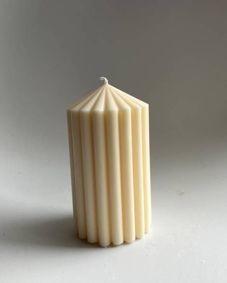 Carousel Pillar Small Candle | Striped Pointed Pillar Candle | Decor Candle | AARAM LUX