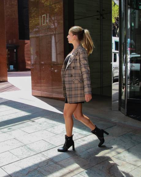 Belle & Bloom Too Cool For Work Plaid Blazer