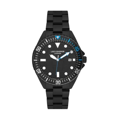 LEE COOPER-Men's Silver 45mm  watch w/Black Dial