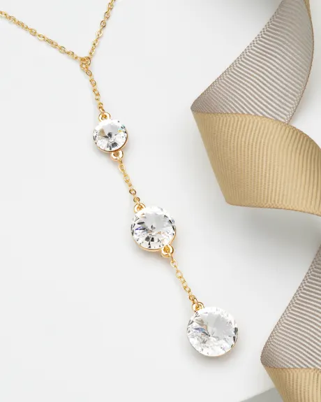Goldtone Clear Crystal Graduated Necklace made with Quality Austrian Crystals - MICALLA