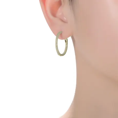 Genevive Boucles d'oreilles créoles fines en argent sterling avec zircones cubiques transparentes incrustées