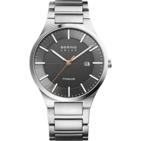 BERING - 39mm Men's Solar Titanium Watch In Silver/Silver