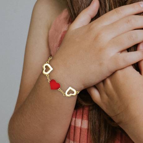 Rachel Glauber 14k Yellow Gold Plated Forever Heart Toddler Bracelet, Adjustable in Length