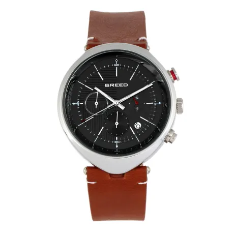 Breed - Tempest Chronograph Leather-Band Watch w/Date - Black