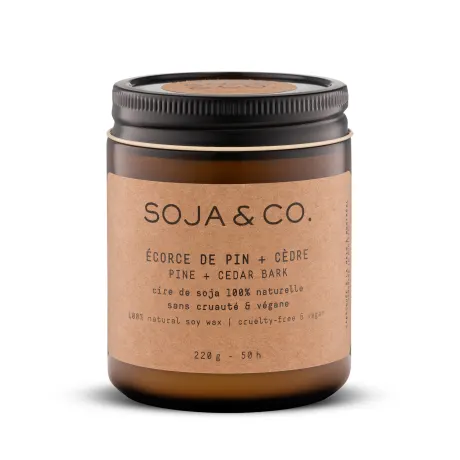 Bougie cire de soja SOJA&CO. — Écorce de pin + Cèdre 8oz