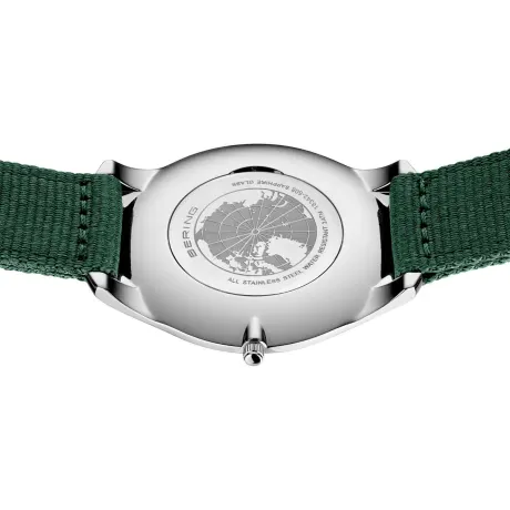 BERING - 42mm Men's Ultra Slim Stainless Steel Watch In Silver/Green