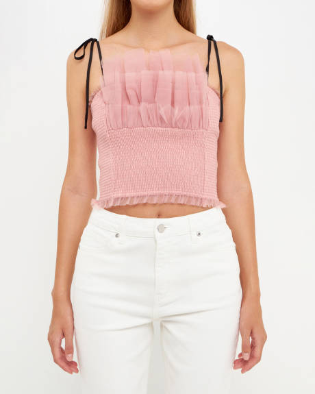 endless rose- Tulle Cropped Top