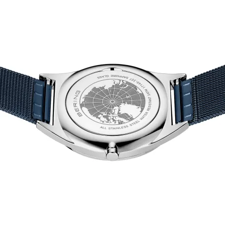 BERING - 30mm Men's Pebble Stainless Steel Watch In Silver/Black