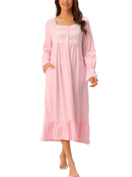 cheibear - Victorian Ruffle Nightgown with Pockets