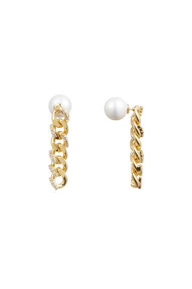 Classicharms-Gold Rhinestone Chain Drop Earrings
