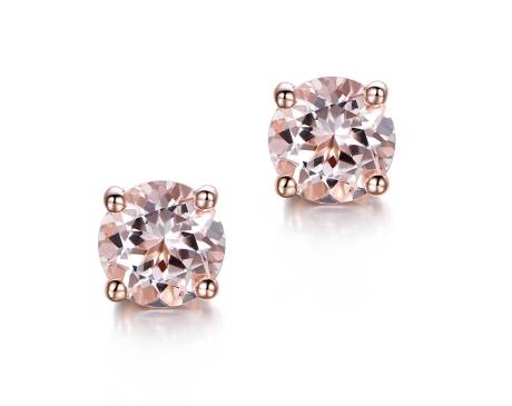 Rose Goldtone & Light Pink CZ Circular Stud Earrings - Eva Sky2