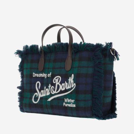 MC2 SAINT BARTH - Check Wool Leather Tote Handbag