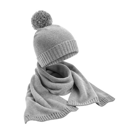 Beechfield - Unisex Adult Flecked Knitted Hat And Scarf Set